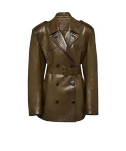 PRADA DOUBLE BREASTED LEATHER COAT