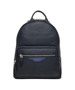 SANTONI BLUE TUMBLED LEATHER BACKPACK