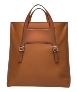 SANTONI BROWN LEATHER LAPTOP BAG