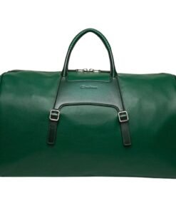 SANTONI GREEN LEATHER WEEKEND BAG