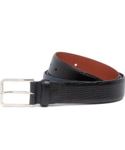 SANTONI MEN’S BLUE EMBOSSED LEATHER ADJUSTABLE BELT