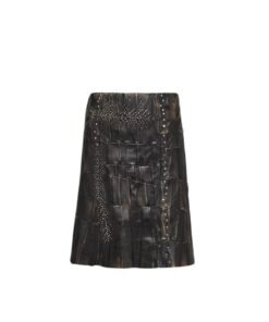 PRADA NAPPA LEATHER PATCHORK SKIRT