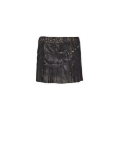 PRADA STUDDED NAPPA LEATHER PATCHWORK SKIRT