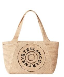STELLA MCCARTNEY LOGO RAFFIA MEDIUM TOTE BAG