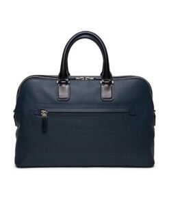 SANTONI BLUE LEATHER LAPTOP BAG