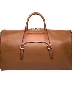 SANTONI BROWN LEATHER MEDIUM WEEKEND BAG