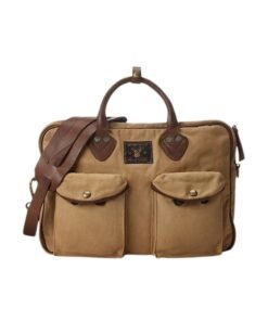 RALPH LAUREN LEATHER-TRIM CANVAS BRIEFCASE