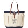 RALPH LAUREN LEATHER-TRIM CANVAS TOTE
