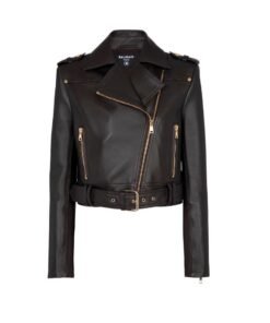 BALMAIN SHORT LEATHER BIKER JACKET