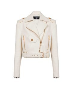 BALMAIN ZIPPED LEATHER BIKER JACKET