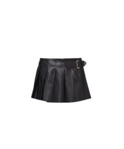 PRADA PLEATED LEATHER SKIRT