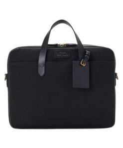 RALPH LAUREN LEATHER-TRIM DENIM BRIEFCASE