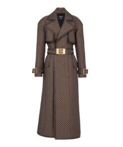 BALMAIN MINI MONOGRAM JACQUARD TRENCH COAT