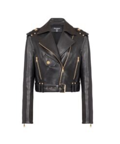 BALMAIN ZIPPED LEATHER BIKER JACKET