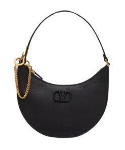 VALENTINO GARAVANI MINI VLOGO SIGNATURE GRAINY CALFSKIN HOBO BAG
